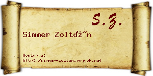 Simmer Zoltán névjegykártya