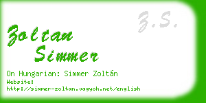 zoltan simmer business card