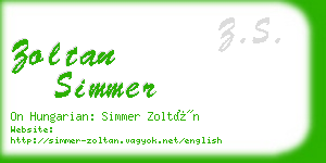 zoltan simmer business card